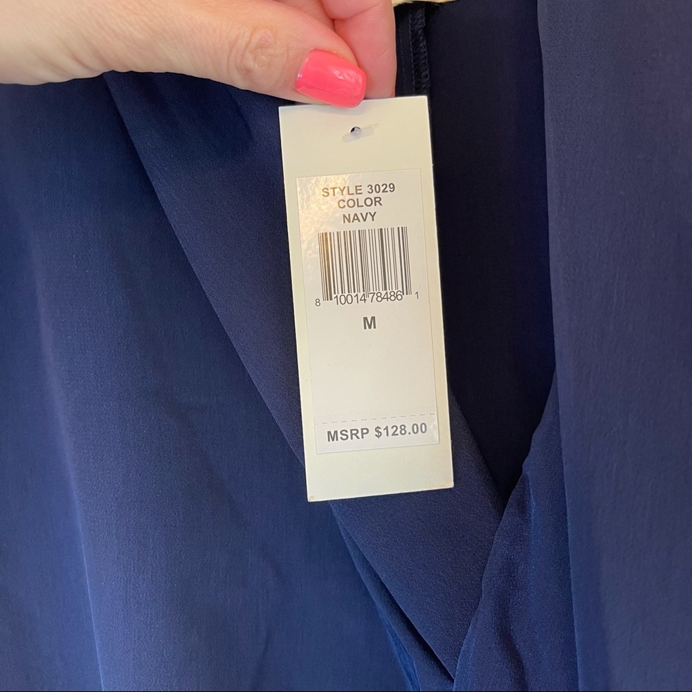 Dubgee by Whoopi Navy Women’s 3/4 Sleeve Overlap Dress Size Medium NWT - Picture 8 of 11